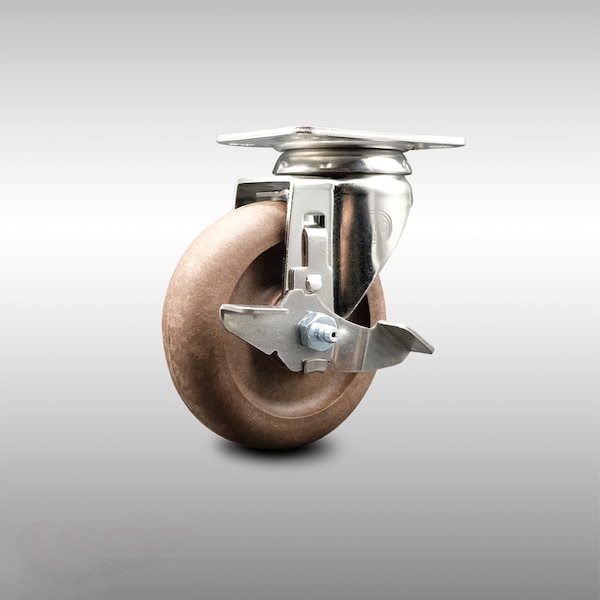4 Inch 316SS High Temp Glass Filled Nylon Swivel Top Plate Caster with Brake SCC